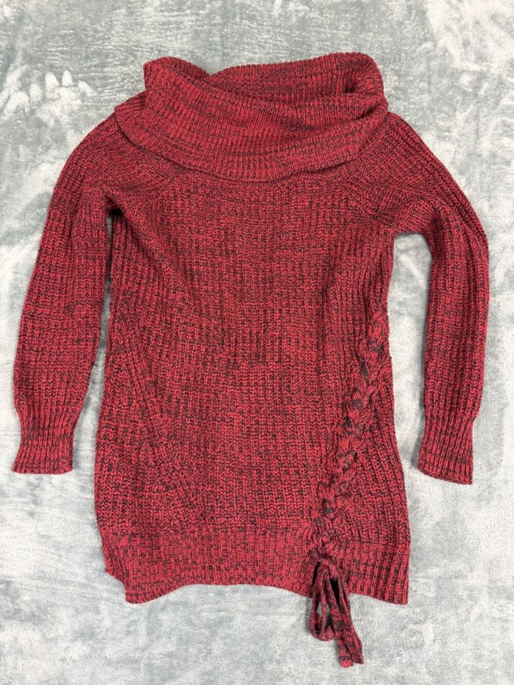Jessica Simpson Womens Red Cowl Neck Braided Side Knit Sweater XS
